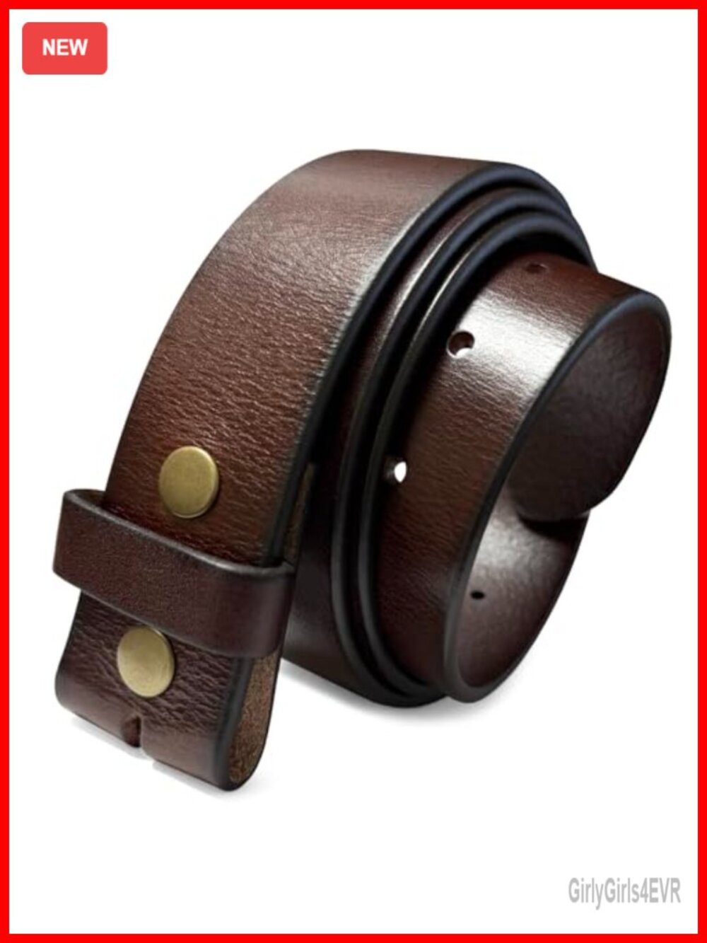 Full Grain Leather 1.5" Wide Replacement Belt Strap with Snap System